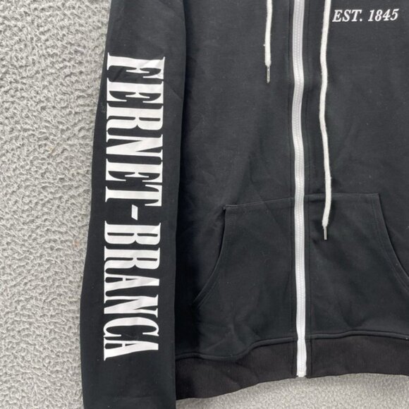 Fernet Branca Hoodie Men Medium Black Full Zip Milano Sportswear Training Travel - Picture 2 of 14